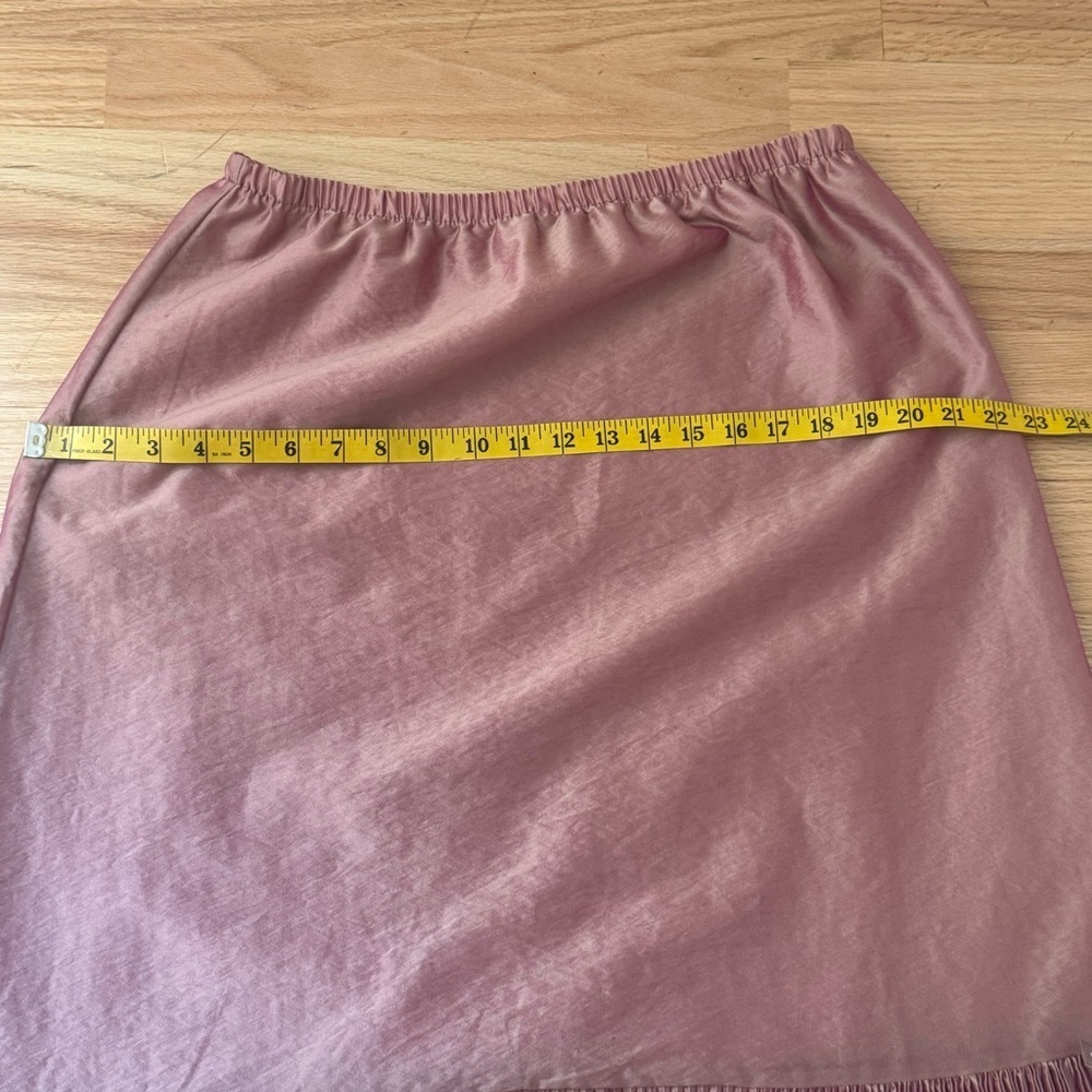 LILITH France Midi Skirt Iridescent Shimmer Rose Pink Pleated A-Line Size Large - Picture 13 of 16